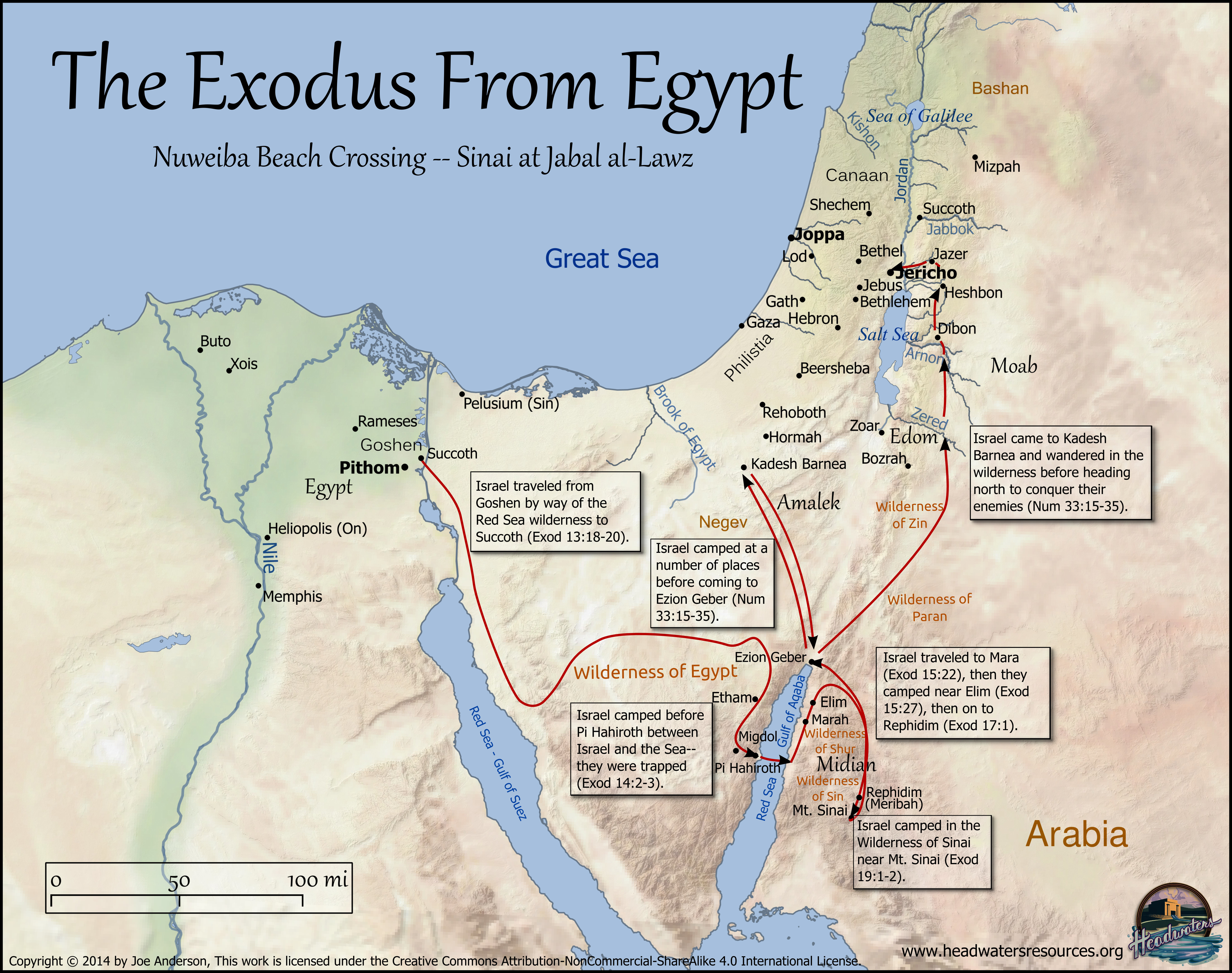 Map Of The Exodus And Wilderness Journey Pdf Exodus Route Map – Headwaters Christian Resources