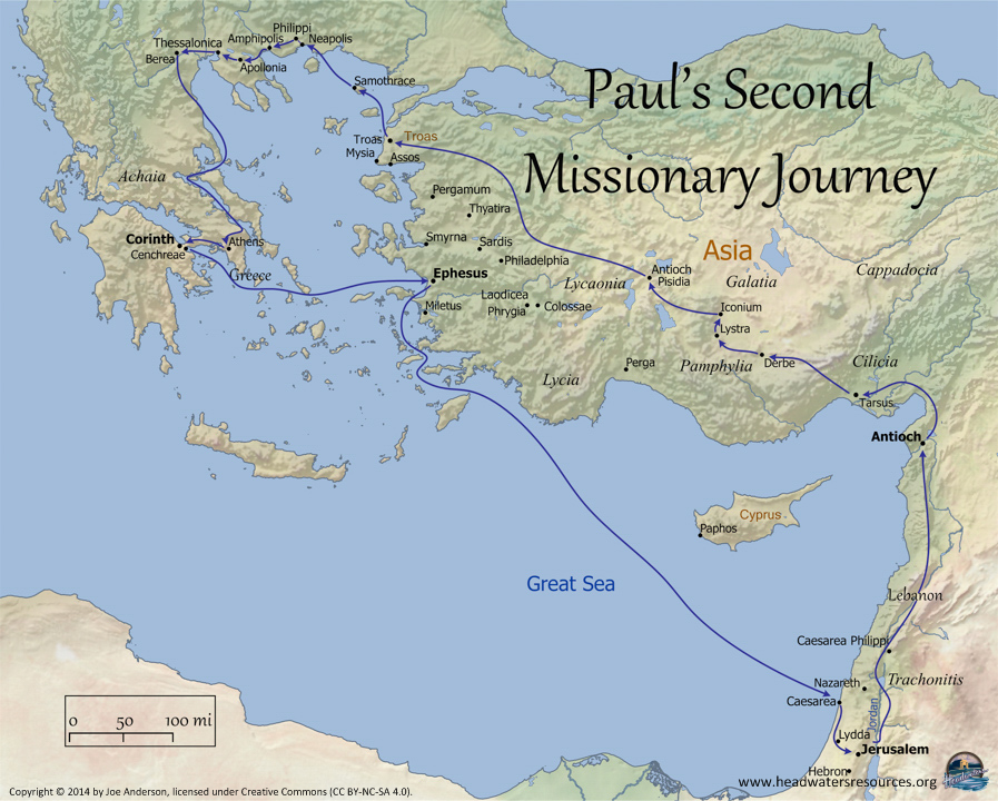 second journey of paul map